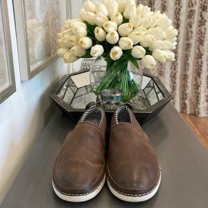 UGG Reefton Brown Leather Slip On Loafer Shoes